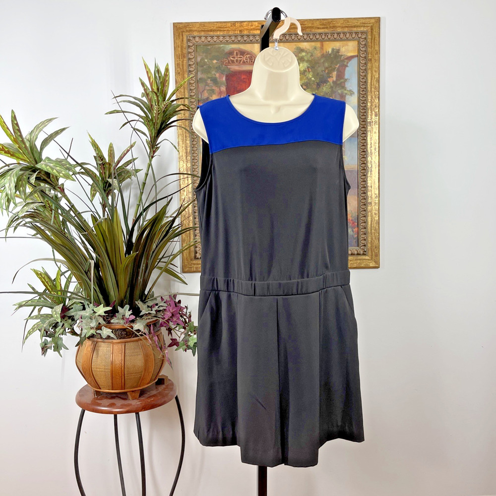Reed‎ Black Blue Colorblock Sleeveless Romper Women's Size 10 Pockets Career